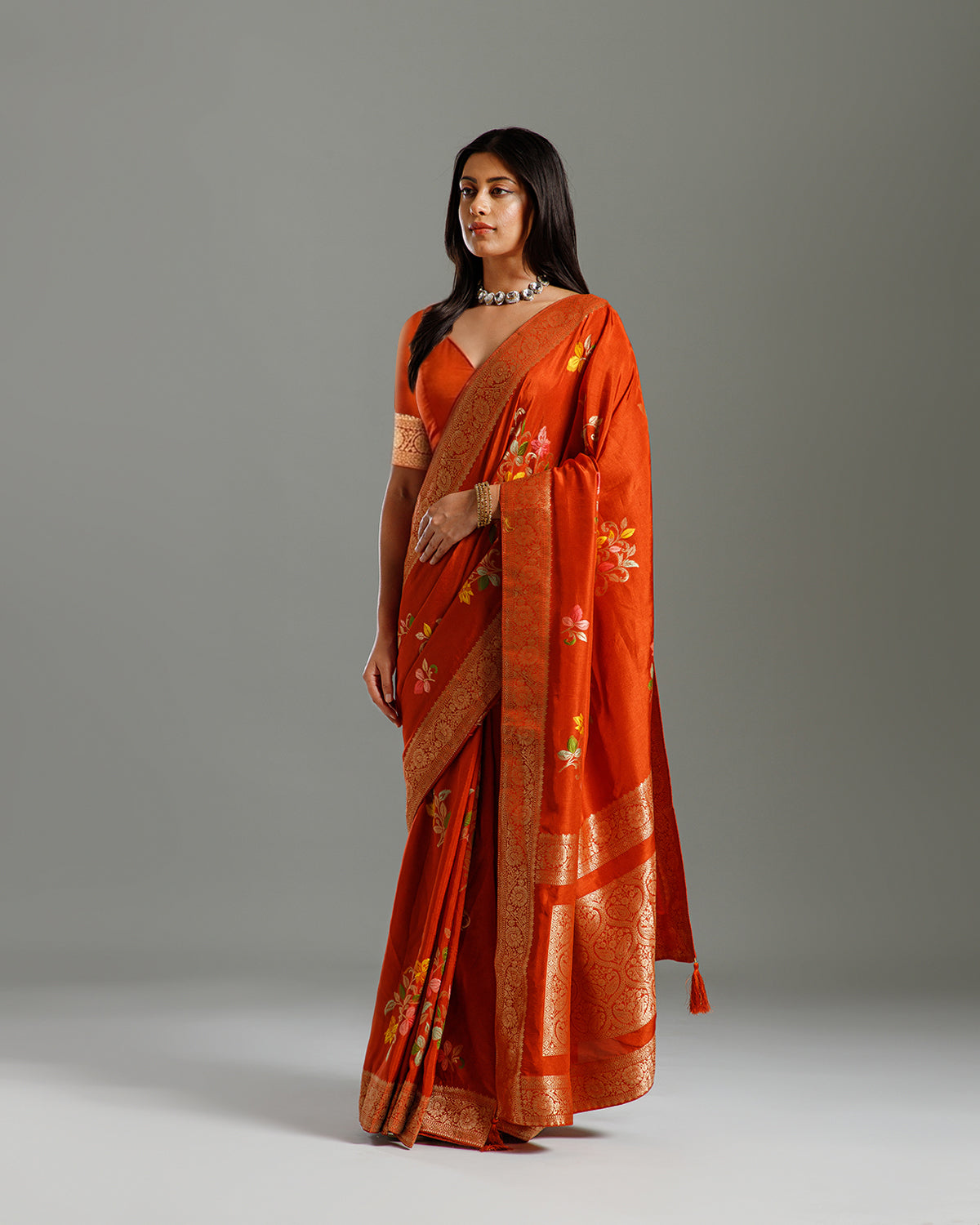 Rust Dola Silk Saree with Intricate Resham Weaving - House of Surya