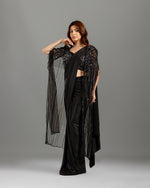  Black lycra Pre-Stitched Saree, Ready to Wear Saree - House of Surya
