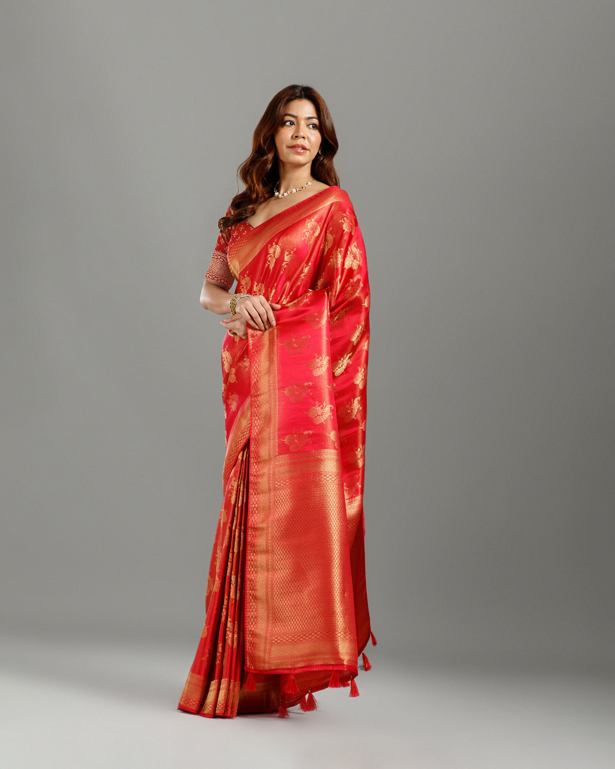 Rani Pink Tissue Silk Saree with Rich Weaving Design - House of Surya