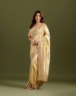 Ivory Golden Tissue Saree,Tissue Saree - House of Surya