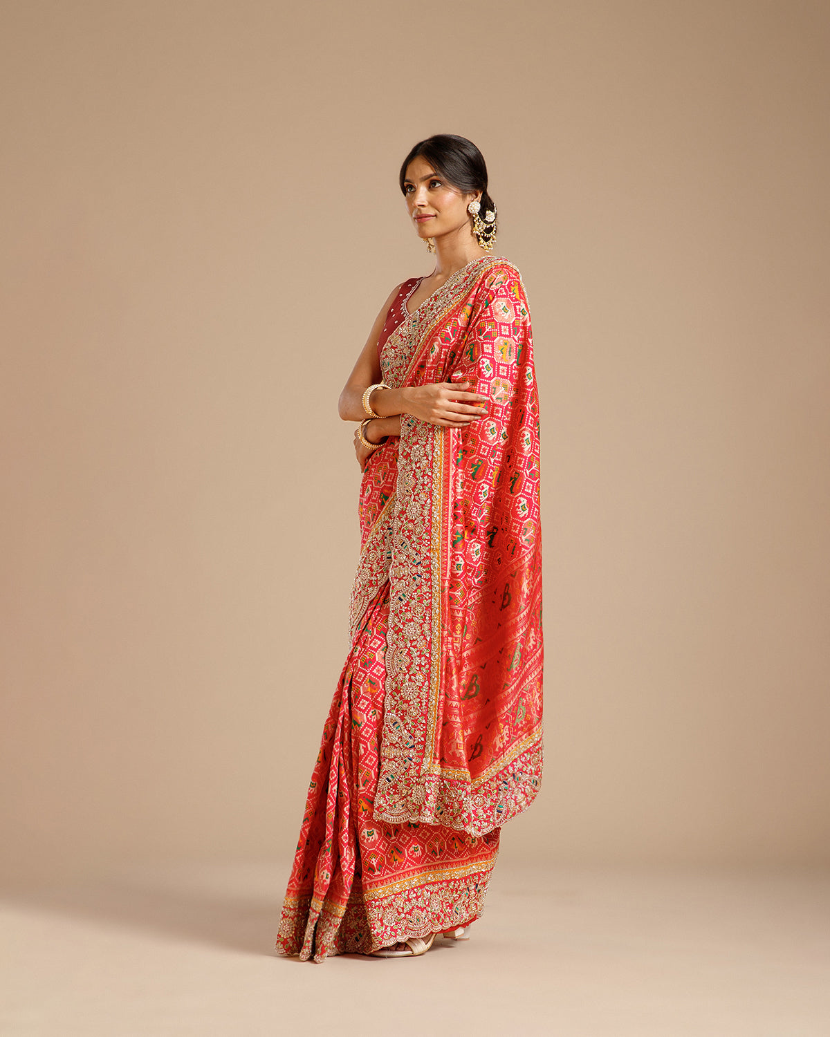 Rani Silk Saree with Beads, Nulki, Sequin, Dori, Resham & Moti Work