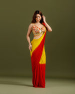 Yellow Lycra Drape Saree,Ready to Wear Saree - House of Surya