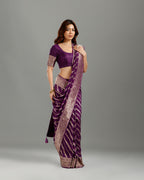 Purple Dola Silk Saree with Elegant Resham Weave - House of Surya