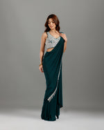 Green Lycra Drape Saree,Green Lycra Drape Saree- House of Surya