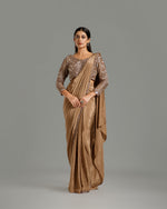 Dusty Gold Satin Lycra Saree with Sequin & Cutdana Work