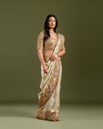 Golden Tissue Weave Saree,Embroidery Tissue Sarees
 - House of Surya