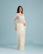 White Net Saree with Sequence & Cutdana Work - House of Surya