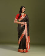 Black Khaddi Georgette Saree with Elegant Resham Weave - House of Surya