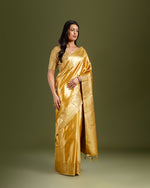 Yellow Tissue Silk Saree with Elegant Self Weaving Design - House of Surya