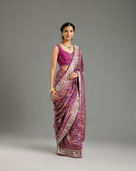 Purple Silk Saree with Nulki & Zari Work