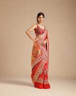 Rani Georgette Saree with Satin Organza, Beads, Nulki, Dori, Moti & Sequin Work