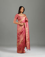 Rani Pink Tissue Silk Saree with Rich Weaving Design - House of Surya