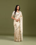 Best Ivory Silk Saree, Off White Ethnic Silk saree
 - House of Surya