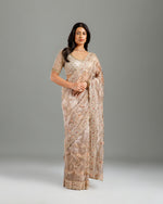 Golden Tissue Organza Saree with Cutdana & Sequence Work - House of Surya