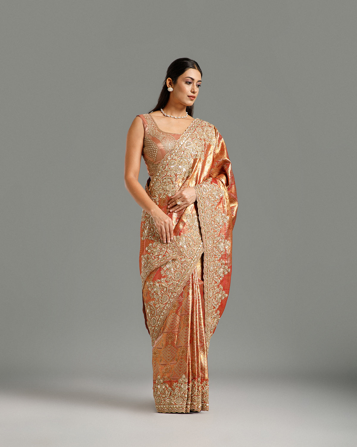 Red Kanjivaram Silk Saree with Zari, Sequin & Cutdana Work