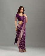 Purple Crepe Silk Saree with Elegant Resham Weave - House of Surya