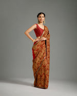 Red Georgette Saree with Resham, Zari & Nulki Work - House of Surya