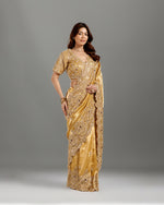 Golden Tissue Georgette Saree - House of Surya