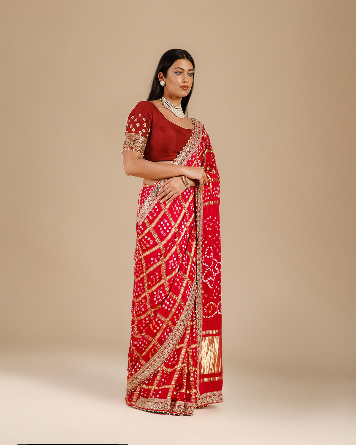 Rani Gajji Silk Saree with Intricate Aari Work - House of Surya
