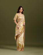 Ivory Golden Tissue Saree,Tissue Saree - House of Surya