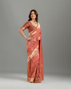 Premium Gajari Georgette Saree with Traditional Khaddi Zari Weaving Work - House of Surya