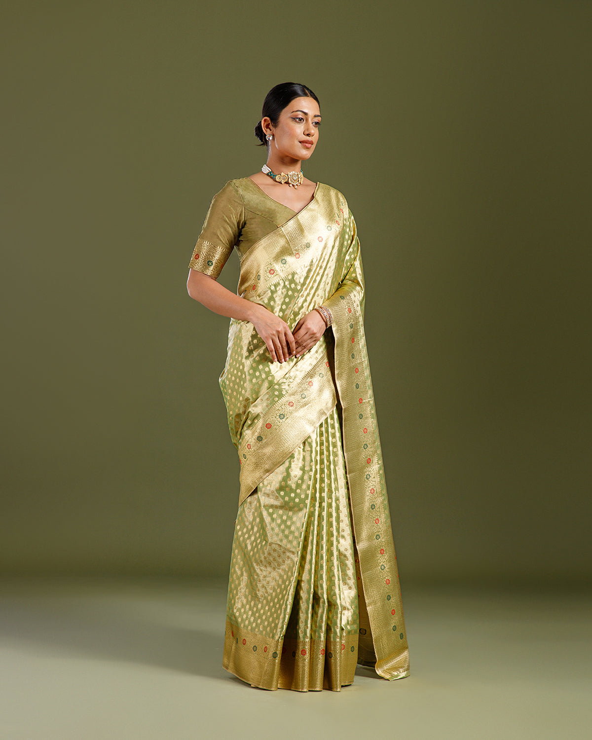 Radiant Yellow Tissue Silk Saree with Self Weaving Design