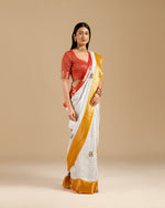 Designer White Linen Saree with Kanta Work - House of Surya