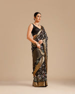 Black Chinon Crepe Saree with Resham Work