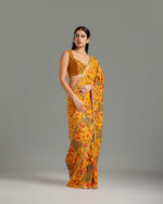 Yellow Chinon Crepe Saree with Resham, Zari, Cutdana & Sequin Work