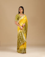 Yellow Dola Silk Saree,Self Weaving Dola Silk Saree
 - House of Surya