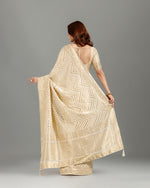 Ivory Khaddi Georgette Saree,Zari Work Khaddi Georgette Saree
 - House of Surya