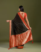 Black Khaddi Georgette Saree with Elegant Resham Weave - House of Surya