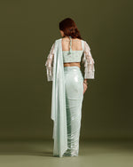 Pista Lycra Drape Saree with Hand Work - House of Surya