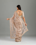 Golden Tissue Organza Saree with Cutdana & Sequence Work - House of Surya