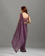 Purple Georgette Drape Saree ,Ready to Wear Georgette  Saree-House Of Surya
