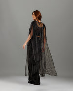 Black Lycra Drape Saree with Hand Work - House of Surya