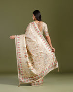 Cream Crepe Silk Saree with Multicolor Woven Design - House of Surya