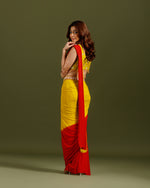 Yellow Lycra Drape Saree with Hand Work - House of Surya