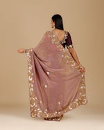 Tissue Georgette Sarees,Dusty Mauve Tissue Georgette Saree
 - House of Surya