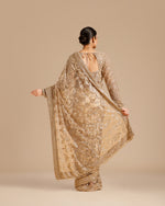 Chiku Net Saree with Nulki & Sequin Work