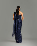 Navy Blue Sandley Saree with Sequin Work