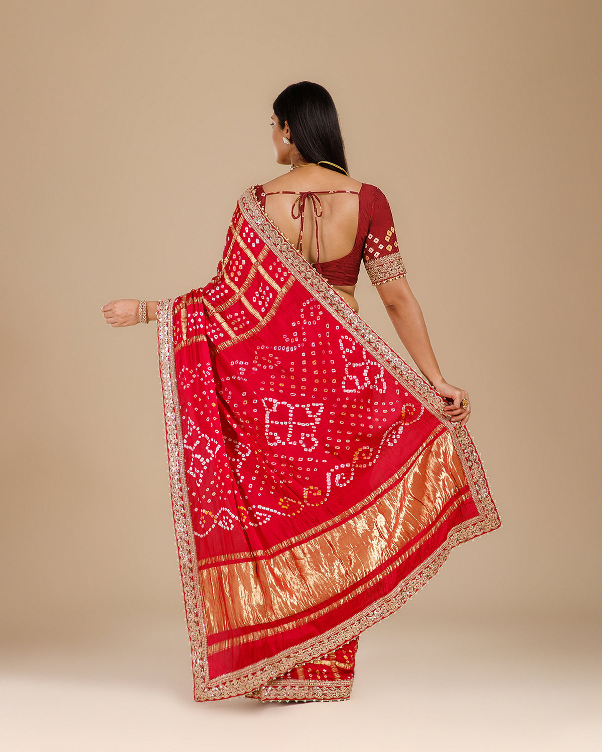 Rani Gajji Silk Saree with Intricate Aari Work - House of Surya