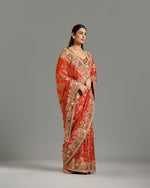 Rani Georgette Saree with Resham, Zari, Sequin, Moti & Cutdana Work