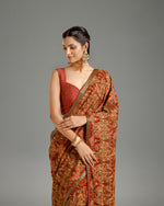 Red Georgette Saree with Resham, Zari & Nulki Work - House of Surya