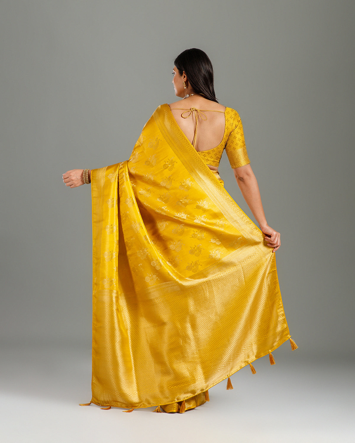 Yellow Tissue Silk Saree with Elegant Weaving Work - House of Surya