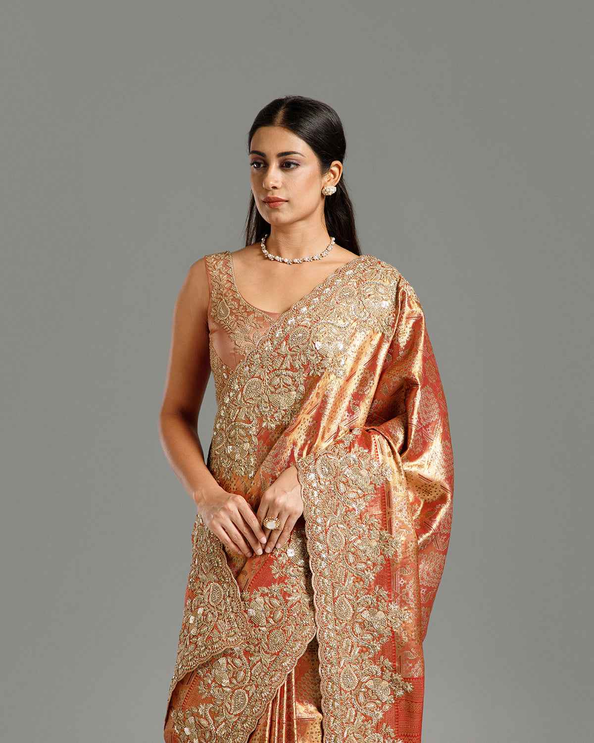 Red Kanjivaram Silk Saree with Zari, Sequin & Cutdana Work