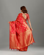 Rani Pink Tissue Silk Saree with Rich Weaving Design - House of Surya