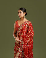 Maroon Satin Silk Saree with Dabka, Gota Patti & Resham Work