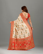 Off White Khaddi Georgette Saree with Cutdana Work - House of Surya