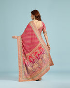 Wine Printed Georgette Saree with Sequence, Cutdana & Aari Work - House of Surya